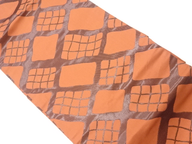 JAPANESE KIMONO / VINTAGE NAGOYA OBI / WOVEN ABSTRACT RHOMBUS